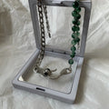 Shenlin Spirit Snake Stitching Lvzhu men's necklace in deep forest colour with titanium steel bone chain