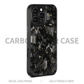 Carbon fibre metal frame forged pattern phone case in black frame blue gold magnetic variant for iPhone