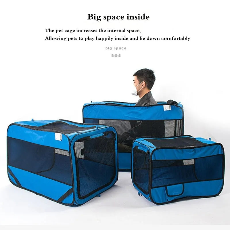 Polyester dog car safety seat kennel, breathable, up to 50kg, S/M/L sizes, blue or red