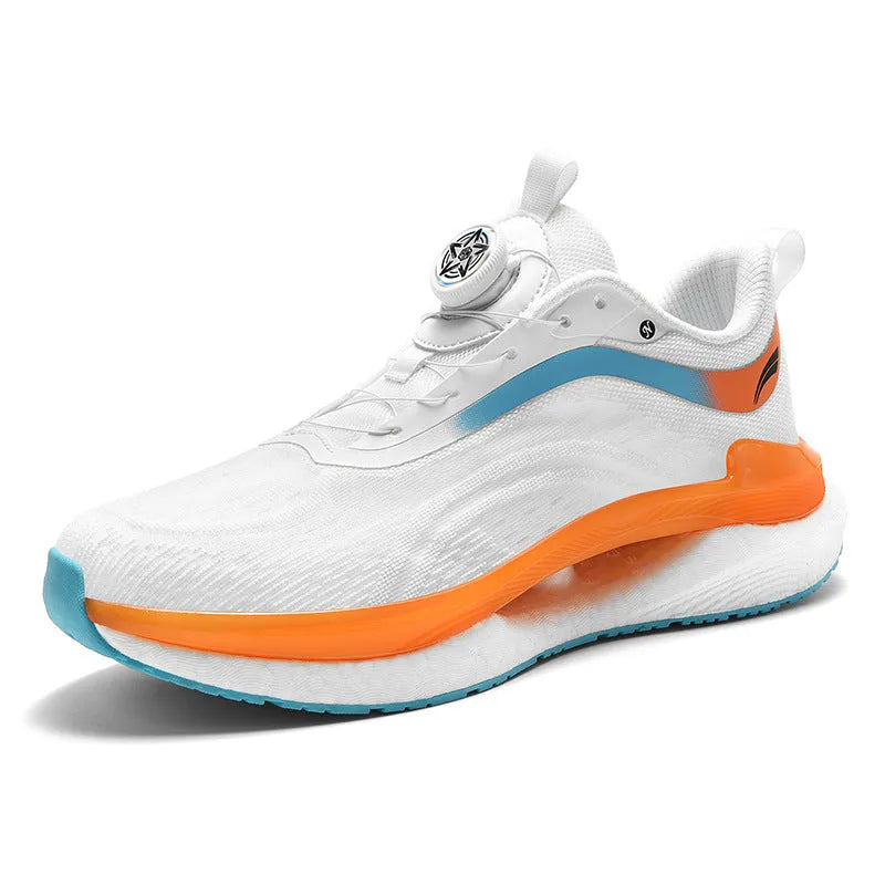 Men's high-top breathable running shoes with mesh material and buckle closure