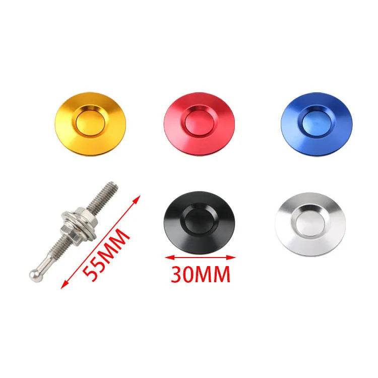 30mm diameter mini engine cover lock in five colour options: silver, black, gold, blue, and red.