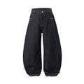 Men's wide leg denim trousers in original cow colour with mid waist construction