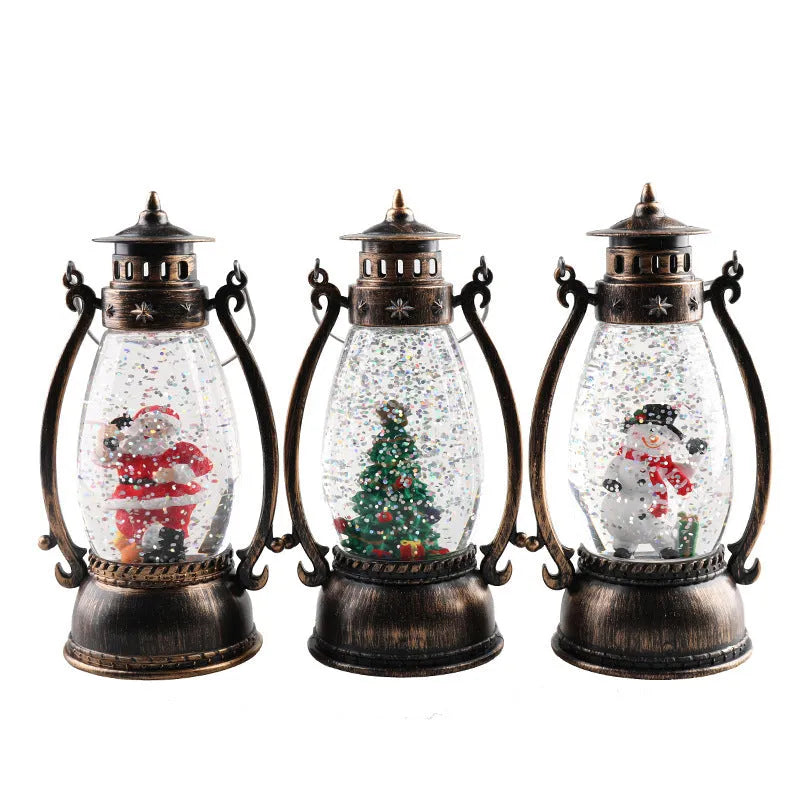 Plastic crystal ball Christmas oil lamp desktop decoration showing snowman and elderly design options