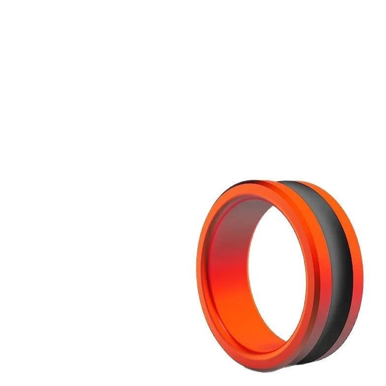 Orange and silver alloy fishing hand guard pull loop tool on a solid background