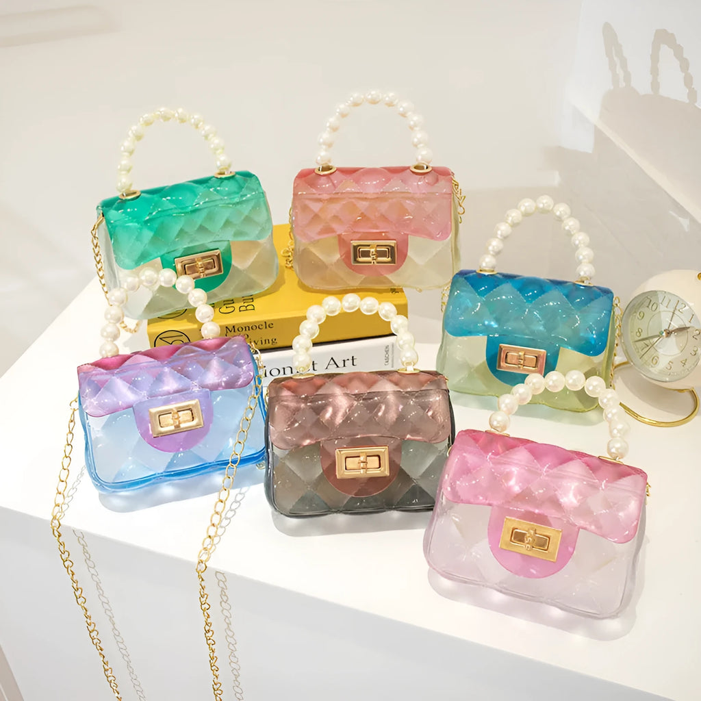 Silicone mini kids messenger bag soft PVC crossbody horizontal square in yellow green blue black pink light pink