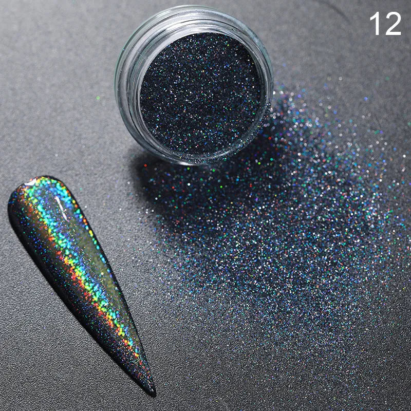 Aurora Magic Nail Powder glitter in laser gradient colours for nail art decoration