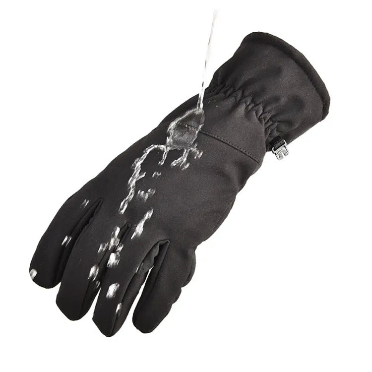 Army green camouflage ski gloves with touch screen fingertips and anti-slip palm design