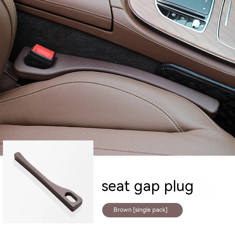 Polyurethane car seat gap strips in black, brown, red and beige colours for preventing items falling between vehicle seats