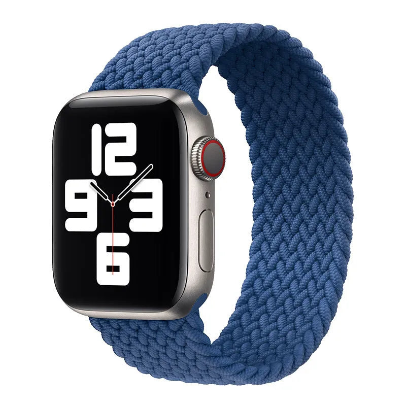 Elastic nylon braided rainbow watch strap for Apple Watch 38mm to 45mm, woven fabric, multiple colour options