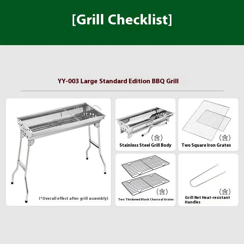 Stainless steel portable barbecue oven with charcoal grill and 72cm cooking width