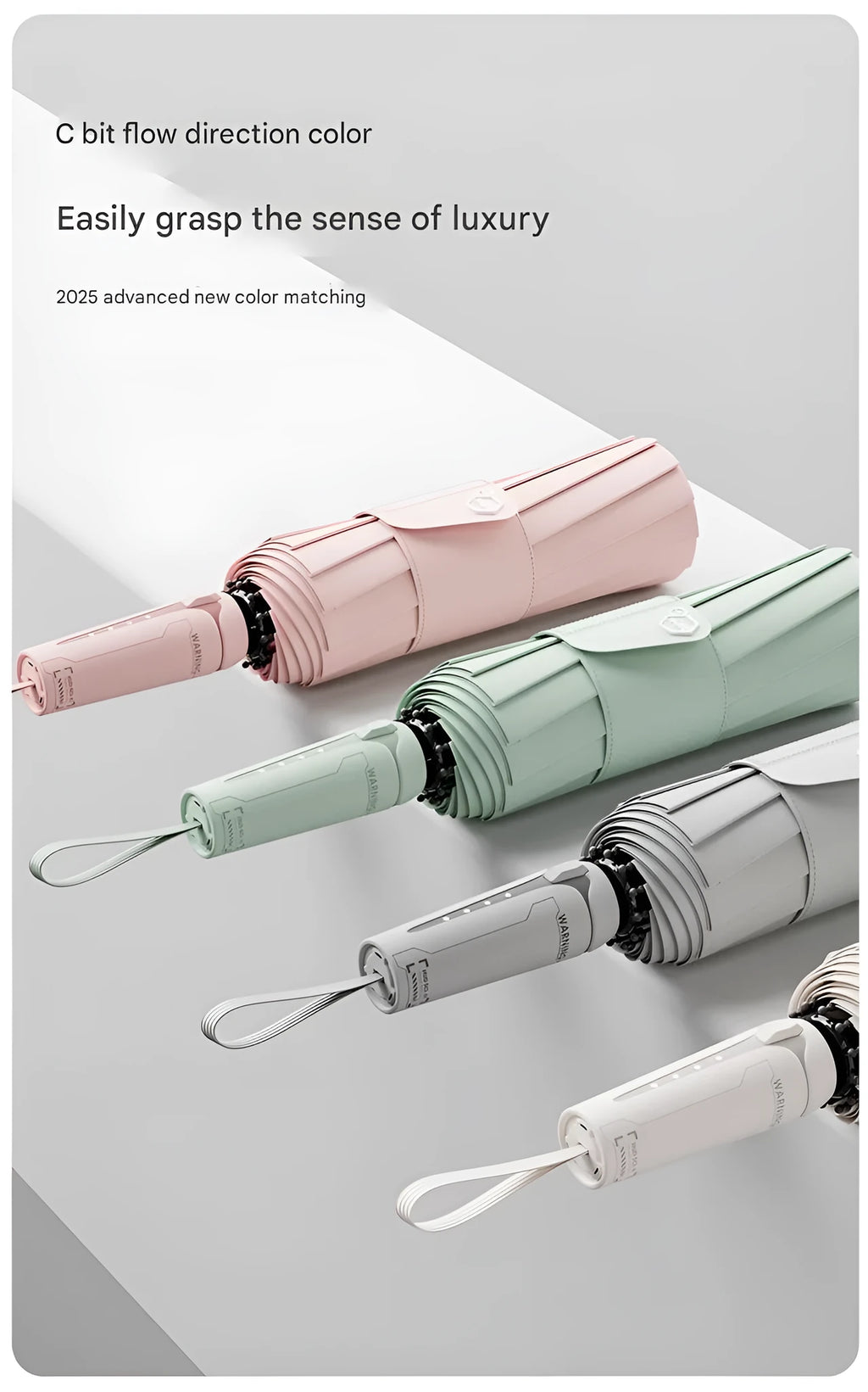 Oversized automatic folding umbrella in black, blue, grey, green, pink or white for heavy rain and sun protection