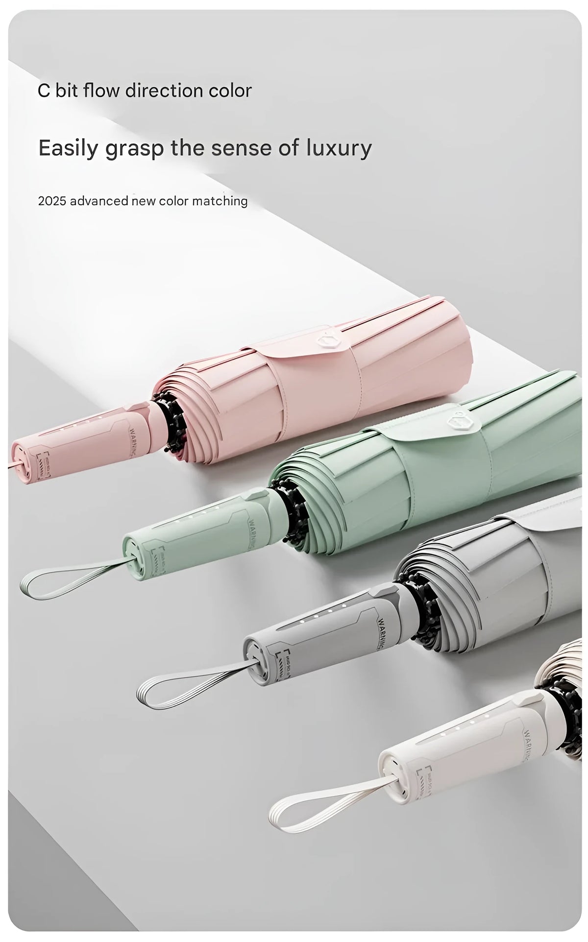 Oversized automatic folding umbrella in black, blue, grey, green, pink or white for heavy rain and sun protection