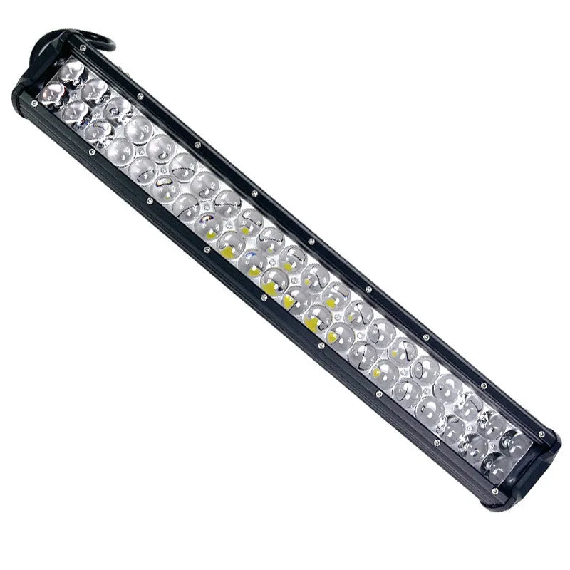 Black aluminium alloy double row LED strip light for off-road truck and agricultural machinery use.