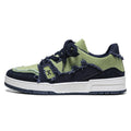 Breathable leisure retro Hong Kong style canvas men's shoes low top sneakers in blue green colour