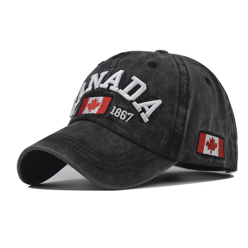 Ladies cotton twill peaked cap with embroidered letter pattern, all-match four season outdoor hat in black blue green red yellow