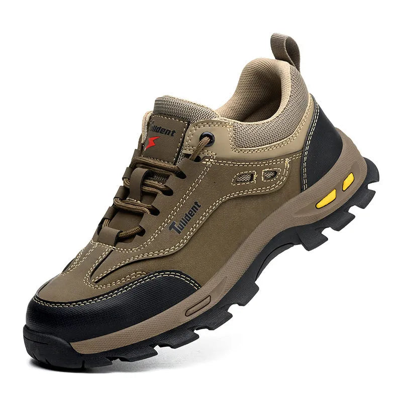 Anti smashing anti piercing breathable protective shoes for men microfiber leather Flyknit mesh lace up safety footwear