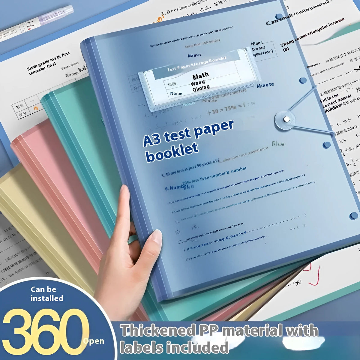 A3 test paper storage bag translucent multi-layer folder for exam paper organisation