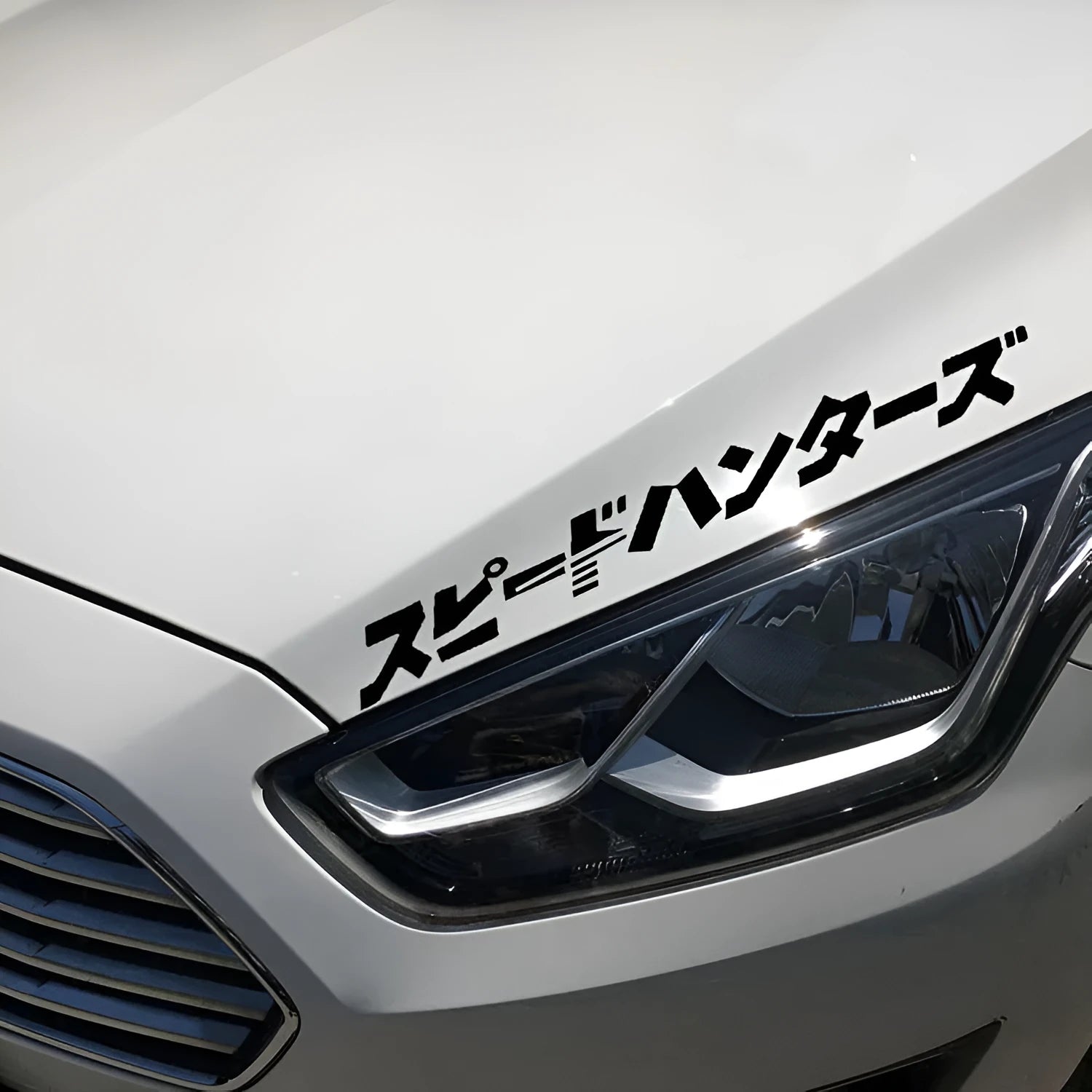Large 35x35cm black and white reflective Japanese car sticker made from PET material.