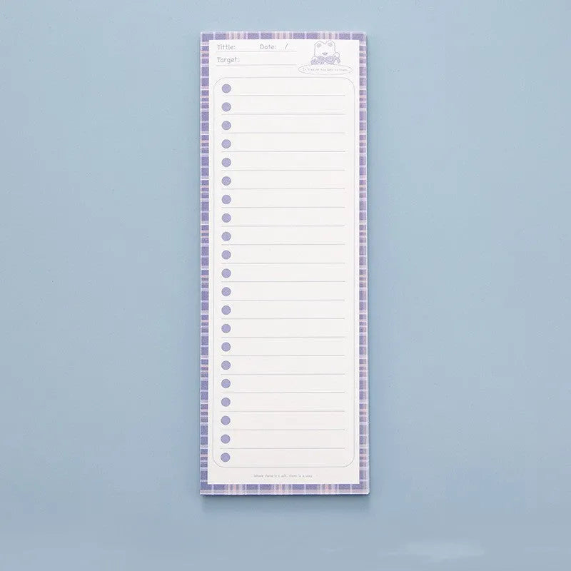 Cartoon student notepad with plastic note box in colourful striped and animal designs measuring 90x248mm