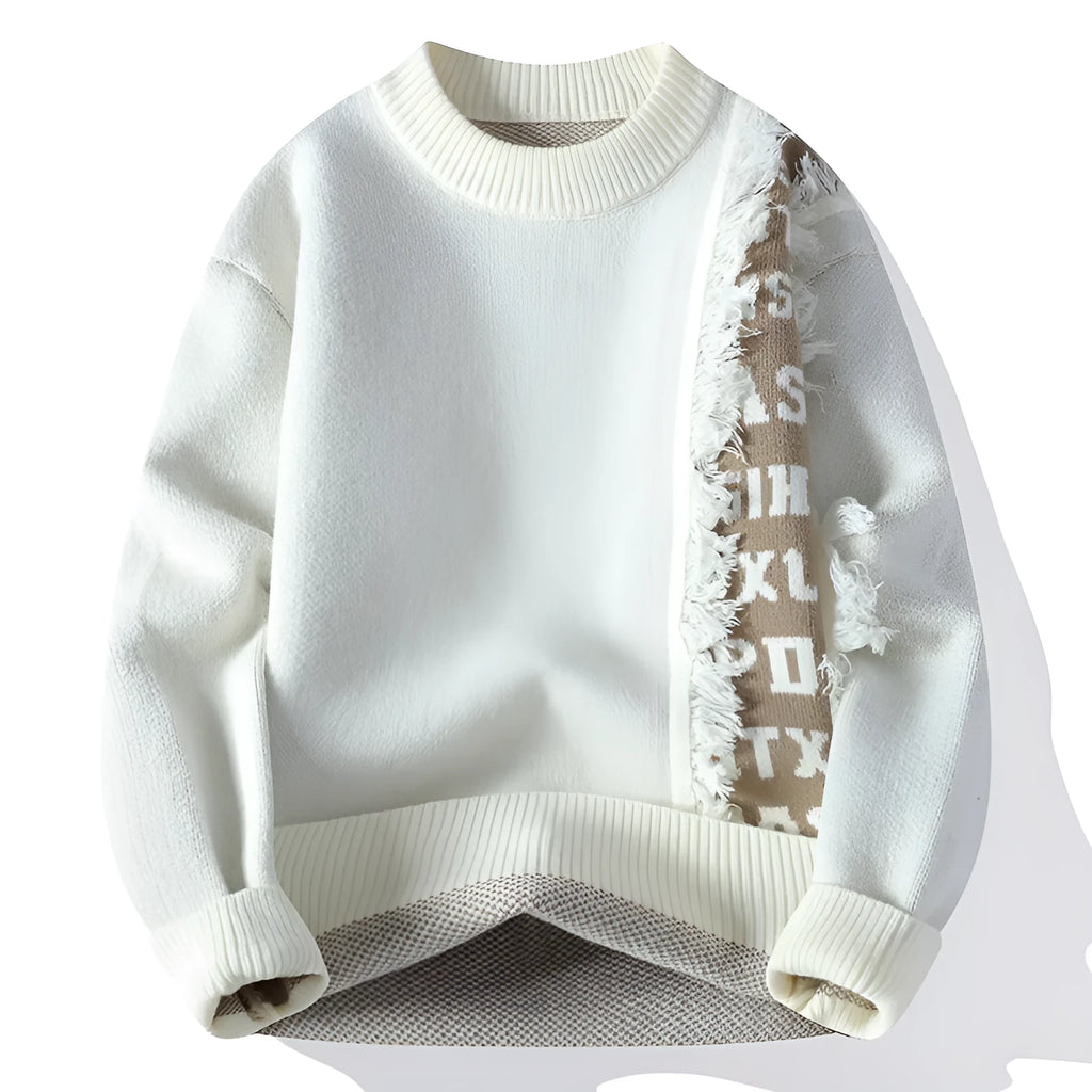 Men's loose knitted pullover in rabbit fur fabric, shown in a choice of colours.