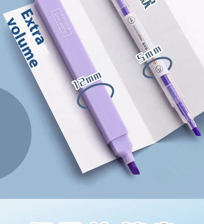 Double-headed fluorescent marker pens with chisel nibs in mixed bright colours