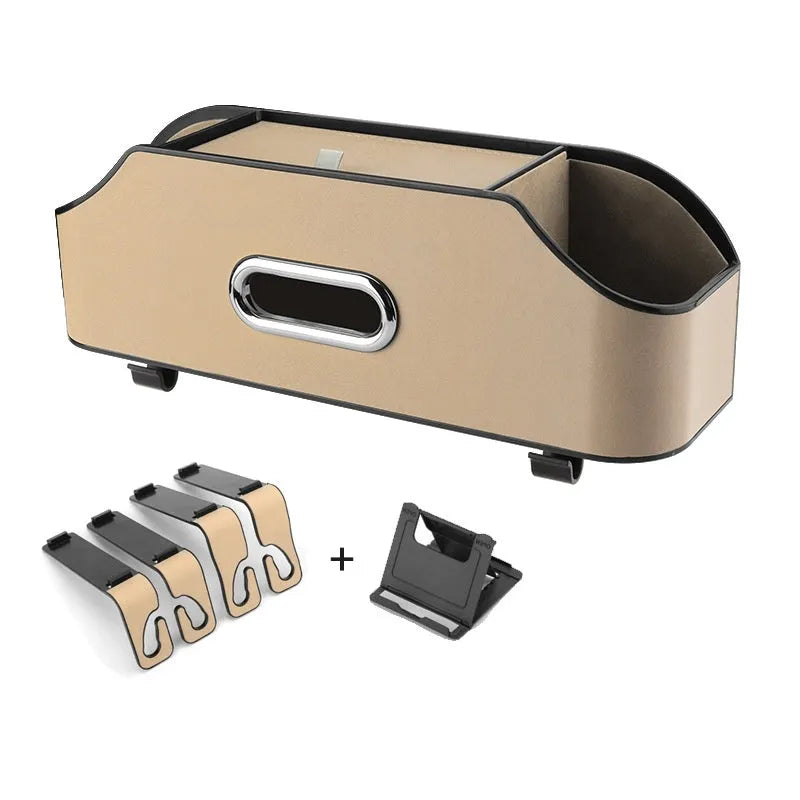 Genuine leather car tissue box holder with suspended mounting in multiple colour options