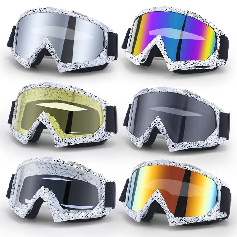 Adult motorcycle cross country goggles with pure TPU full rim frame and windproof design on grey background