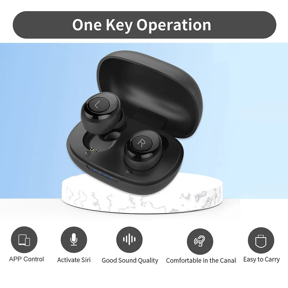 H001 rechargeable Bluetooth digital headset sound amplifier in black for swimming and wading sports made from medical plastic