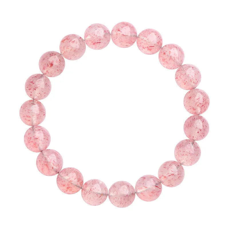Natural white water strawberry quartz crystal ball bracelet with geometry beads