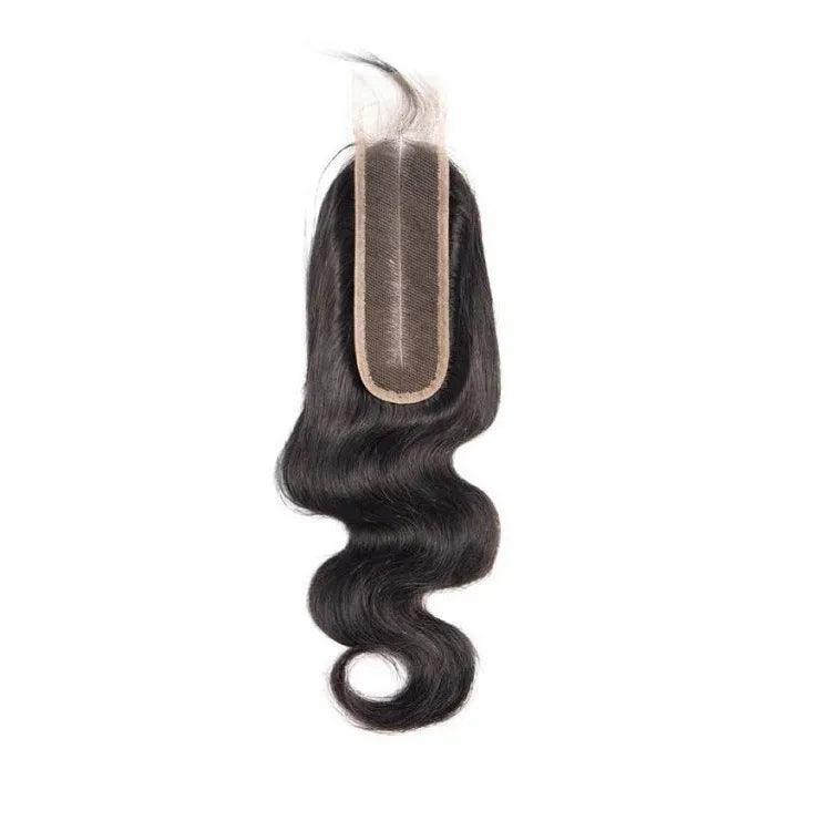 A straight, natural colour human hair wig for women displayed on a wig stand.