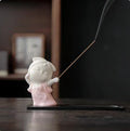 Ceramic Little Female Court Attendant cute style incense burner decoration in one of four colour options.