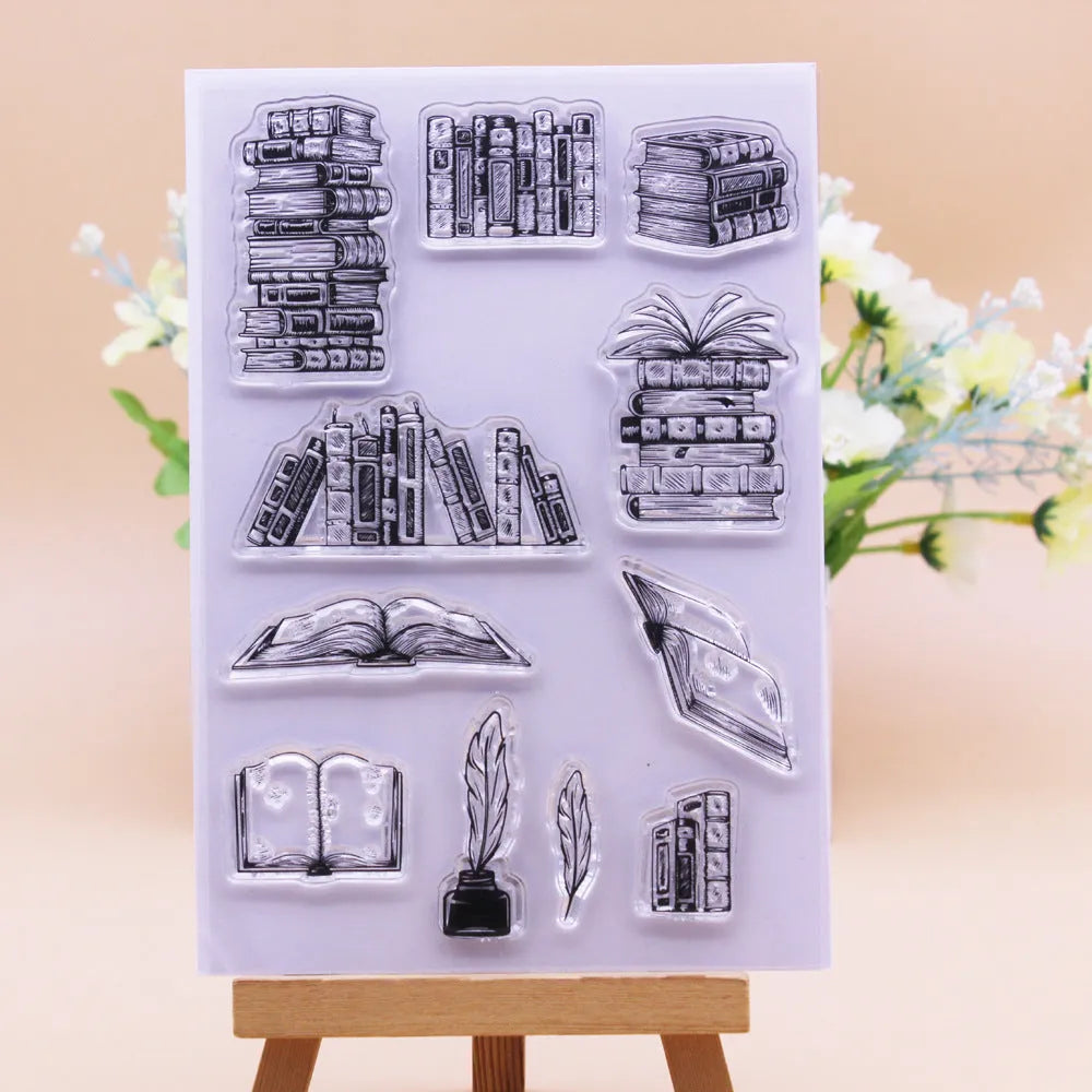 Transparent silicone stamp measuring 11 by 16 centimetres with self-adhesive back for hand account cards