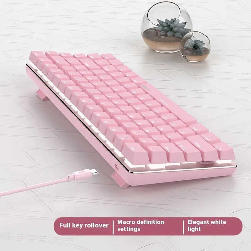 82-key mechanical gaming keyboard with white backlight and metal construction