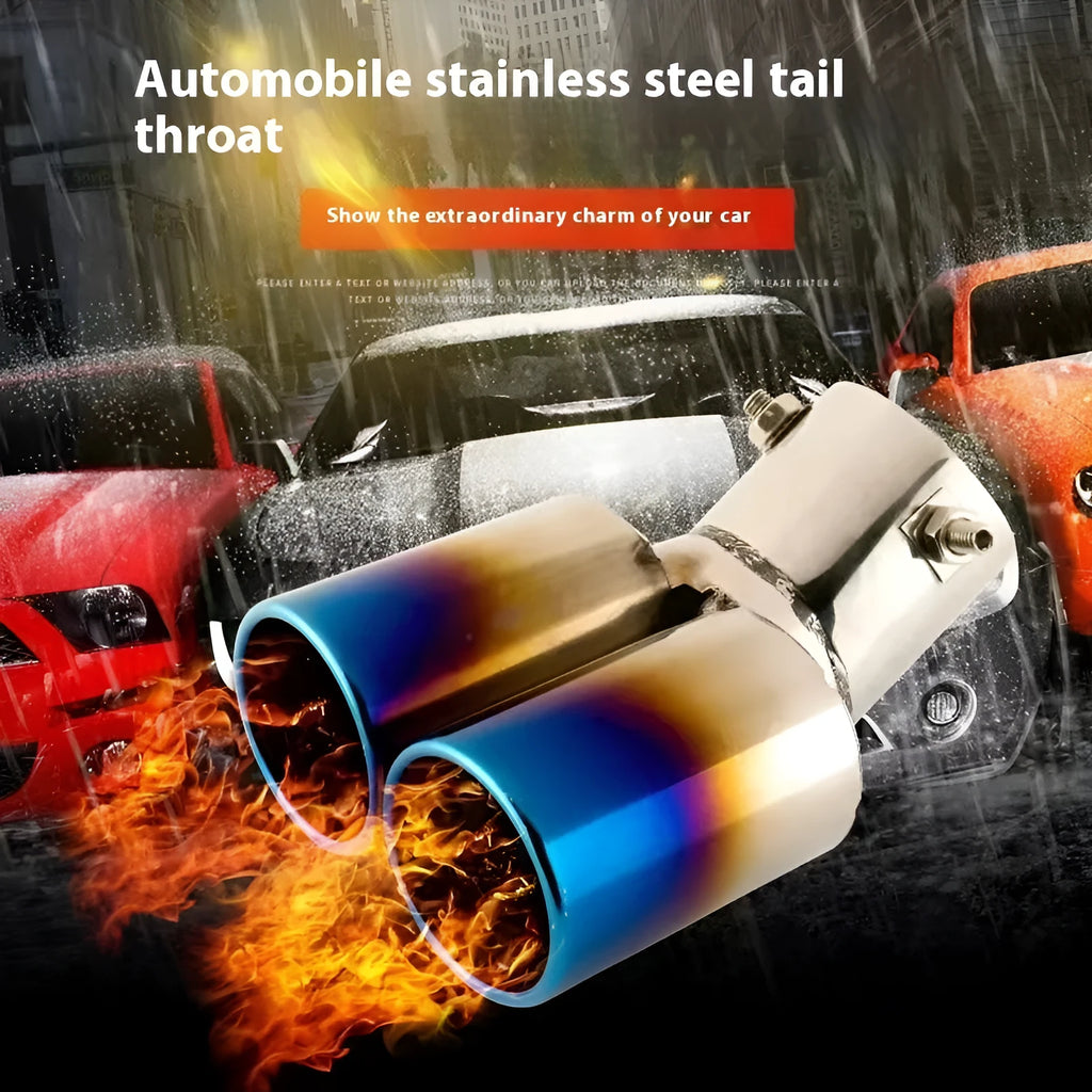 Universal metal car exhaust pipe back segment tailpipe for most car models in baked blue, black silver or full colour