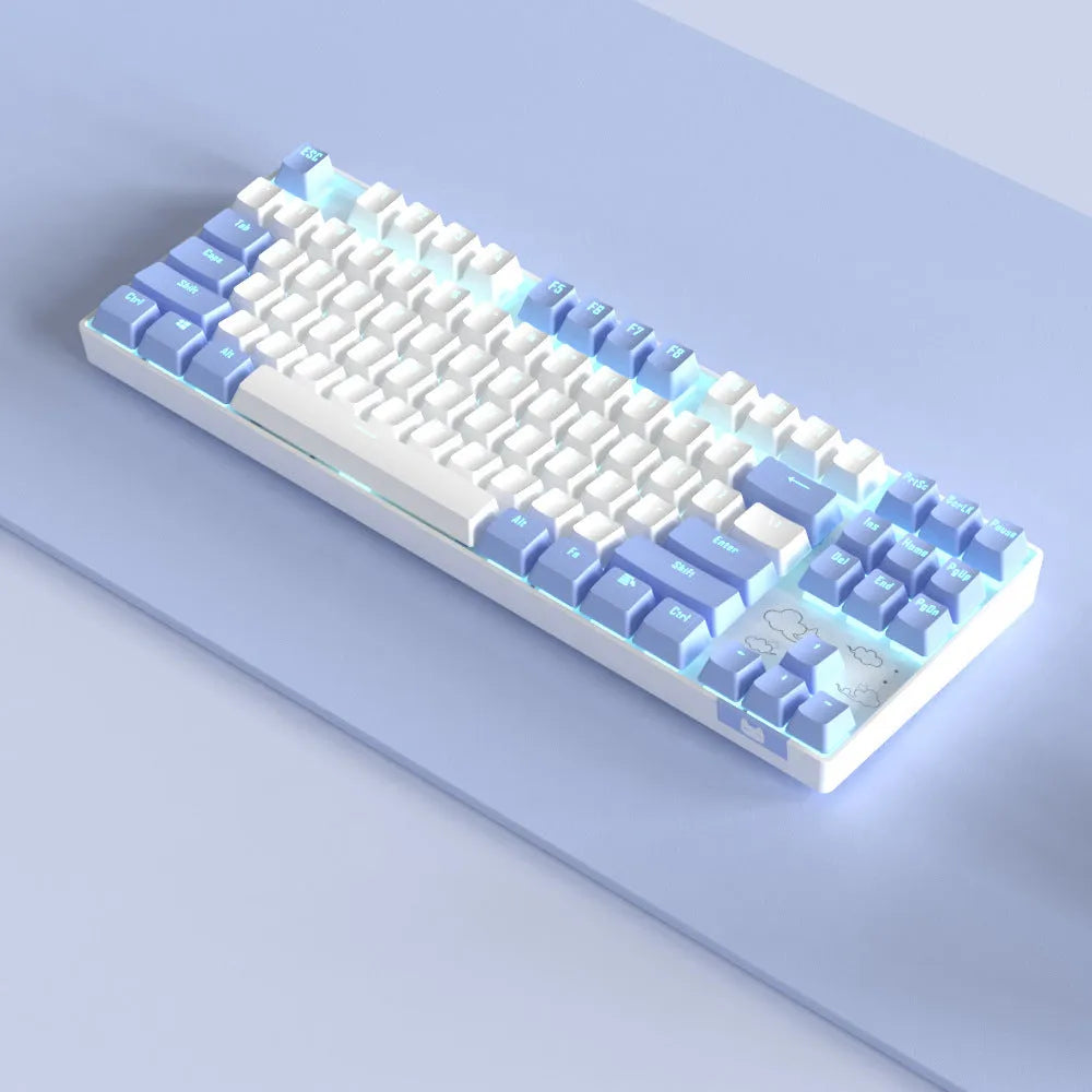 Wireless Bluetooth mechanical keyboard with metal construction in blue and purple colour options