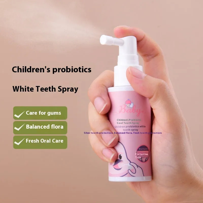 Children's probiotics white teeth cleaning spray bottle in strawberry or orange flavour, 40ml