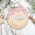 Square wooden baby room decoration ornament with space for a customised name.