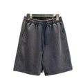 Men's distressed cotton casual shorts in loose straight-leg fit