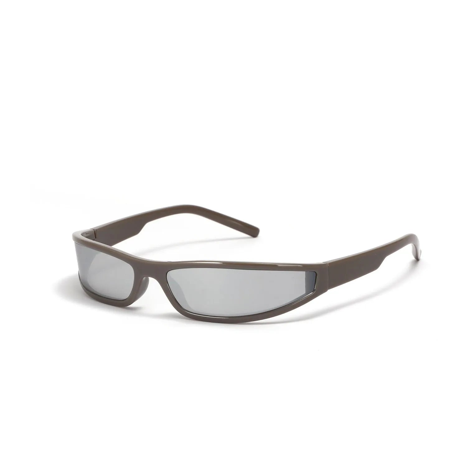 Female narrow frame future style sunglasses in bright black and gray colour option