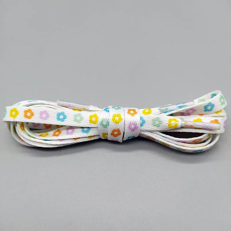 Duplex Printing Colorful Flower Casual Shoelaces for Women 80cm to 160cm Lace-Up Trainers and Casual Shoes Spring Summer Autumn Winter Multicolour Flat Cotton Laces