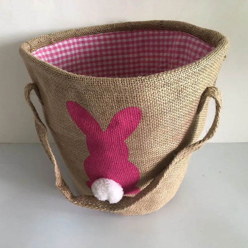 Jute tote bag Easter basket double handle 23x23cm decorative carry bag