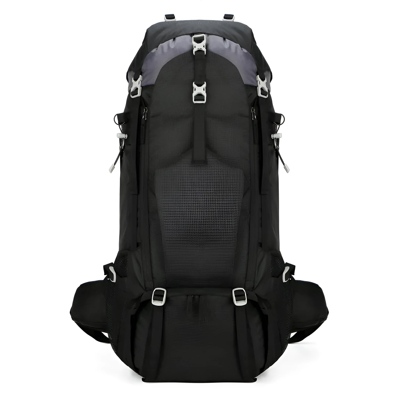 Professional outdoor hiking backpack 70L in black, ultra-light and waterproof for camping