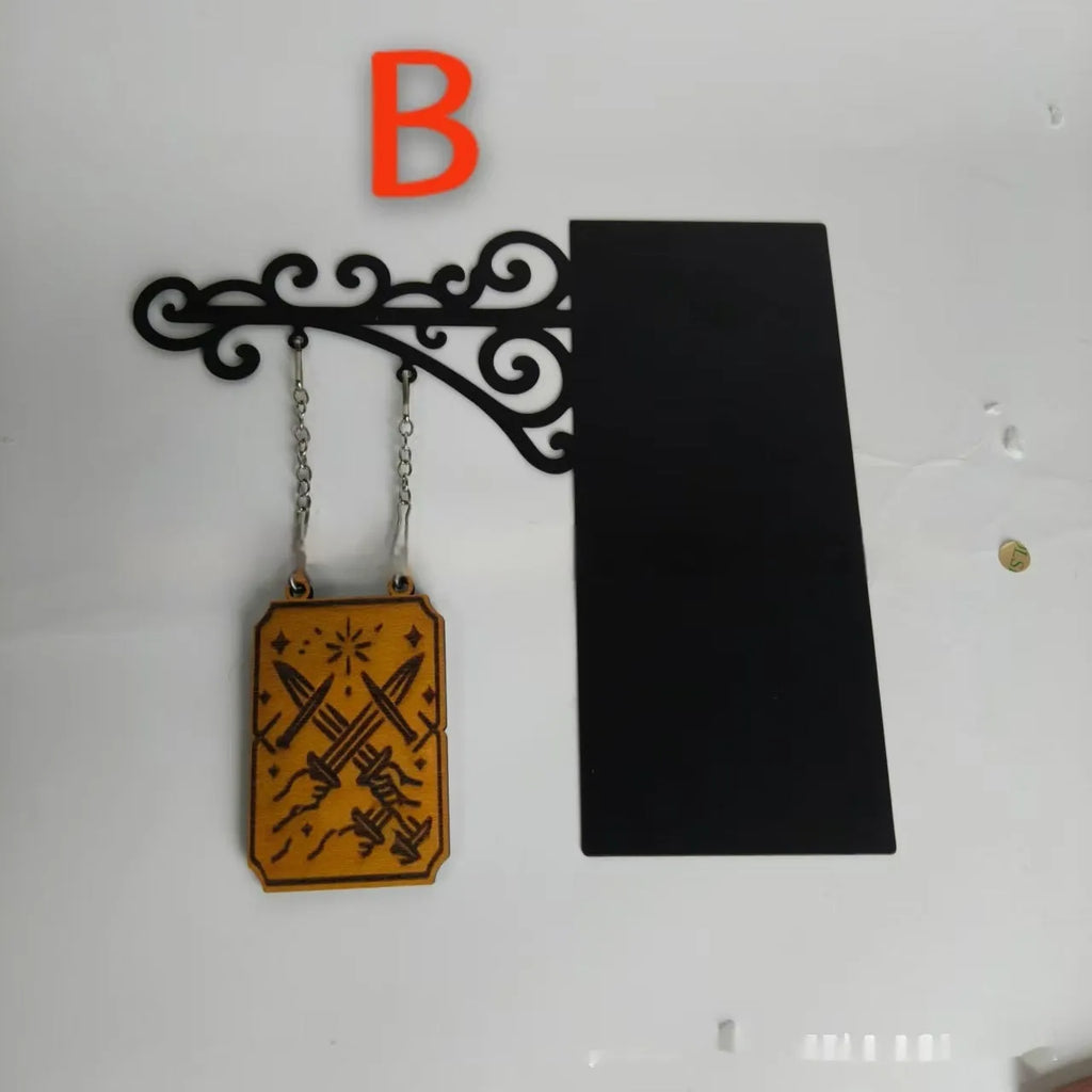 Hand-painted wooden tavern sign book separator ornament for bookshelf organisation.