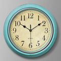 American retro noiseless wall clock 12 inch diameter 29cm glass shell punch-free golden circle Arabic numerals