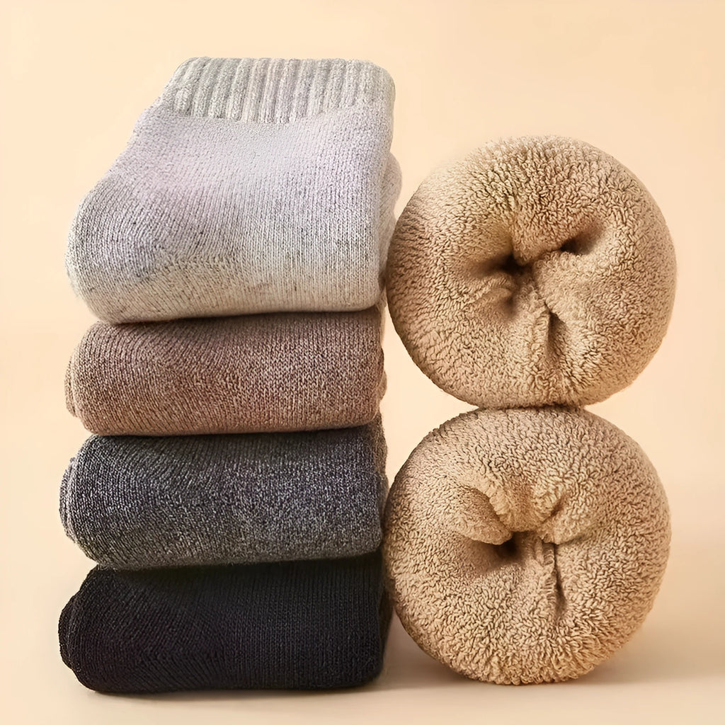 Winter wool socks with thick merino midsole in cold-resistant cashmere blend colours