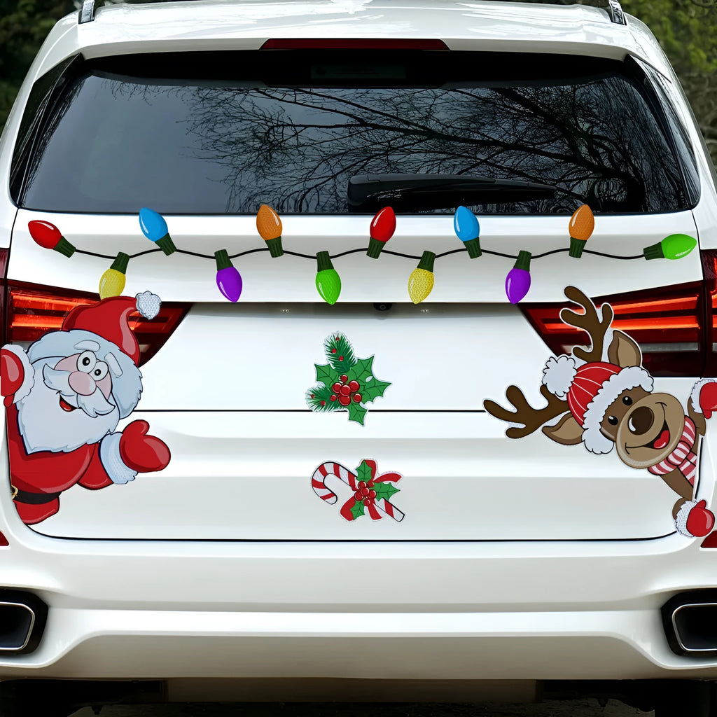 Christmas elk cartoon design magnetic sticker with reflective surface
