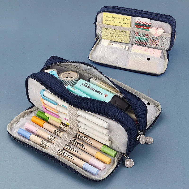 Creative Oxford cloth stationery bag square plain design blue colour 21cm length 9cm width for primary school students