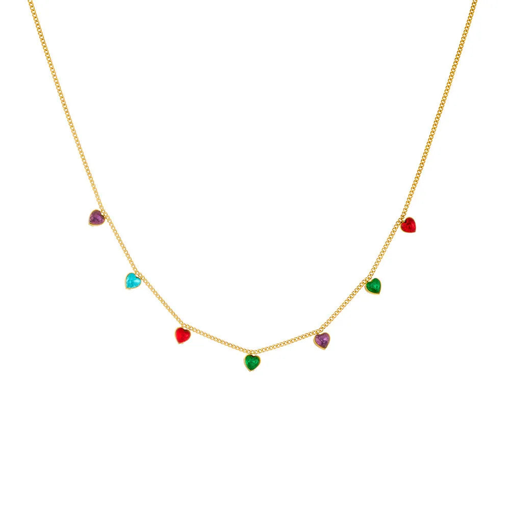 Gold-plated heart necklace on adjustable stainless steel chain