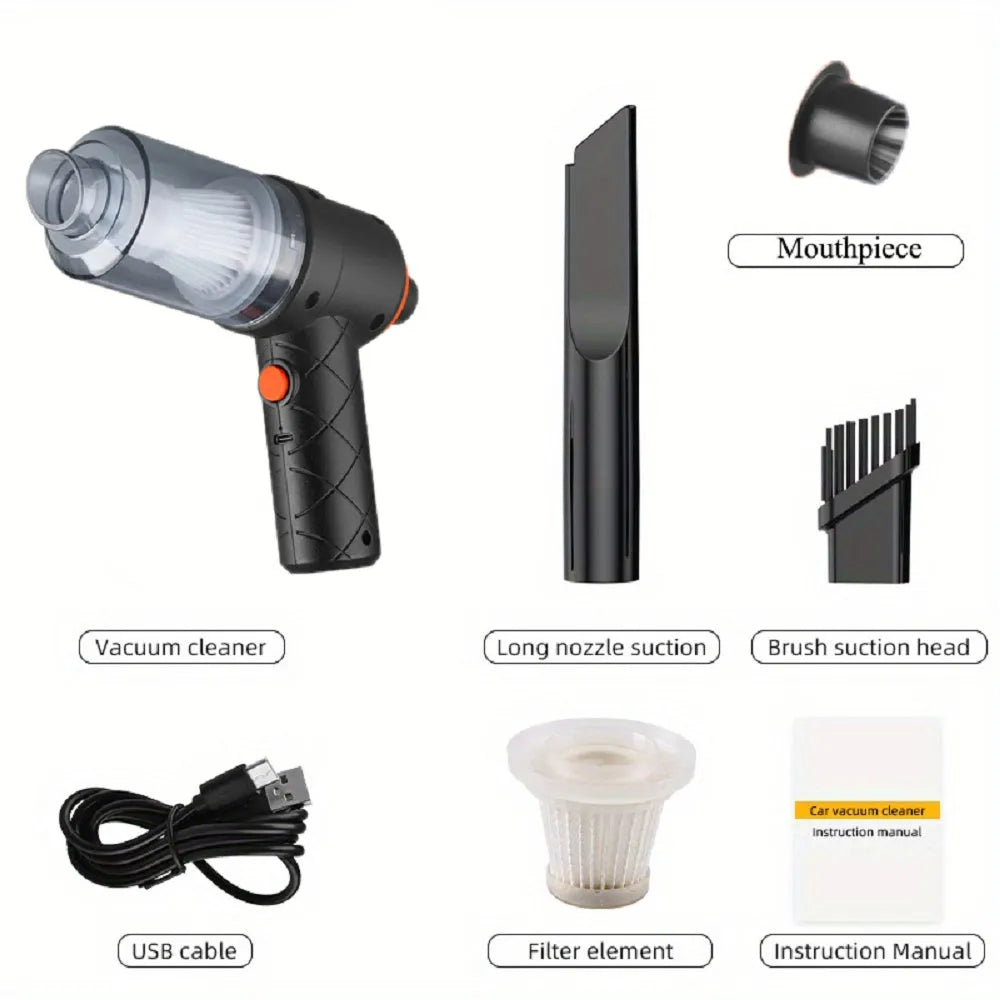 Mini car vacuum cleaner wireless strong suction black handheld for car interior cleaning
