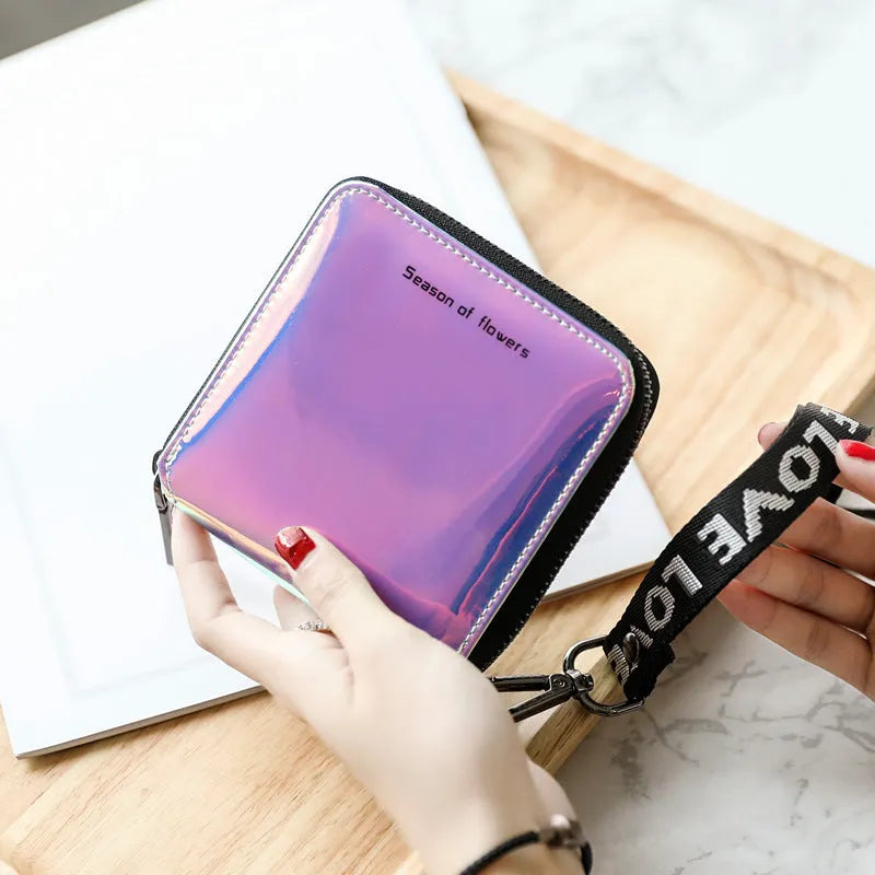 Women's short folding wallet in Korean style with PU leather construction and three colour options